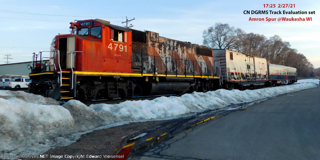 Track evaluation train sleeps a cold February Saturday away on the Amron spur